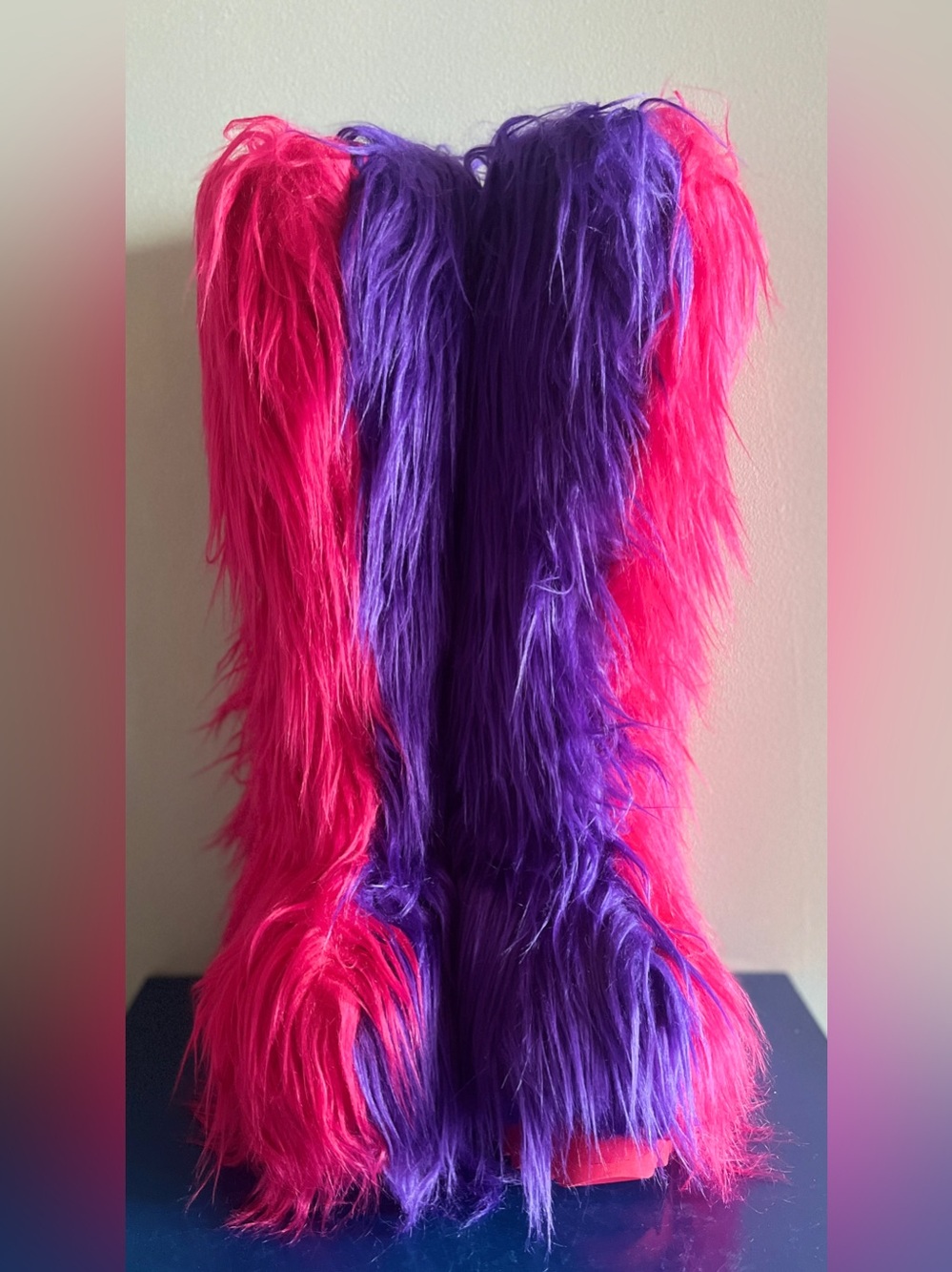 Dolls Kill Club Exx Two Tone Faux
Fur Knee High Boots size 8M